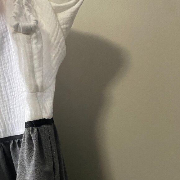 Handmade Children's 100% Cotton Black Grey White Ribbon Detail Dress - Picture 10 of 12